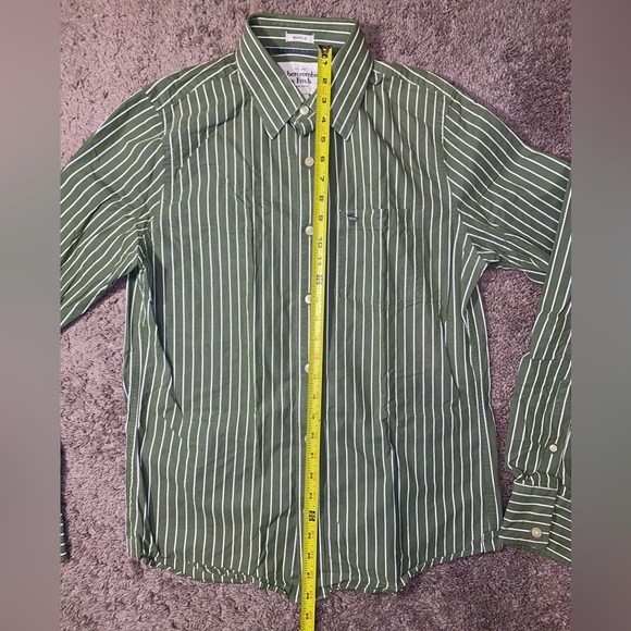 Abercrombie Fitch Muscle Button Up Down Green Work Dress Cotton Business Shirt - Picture 6 of 10